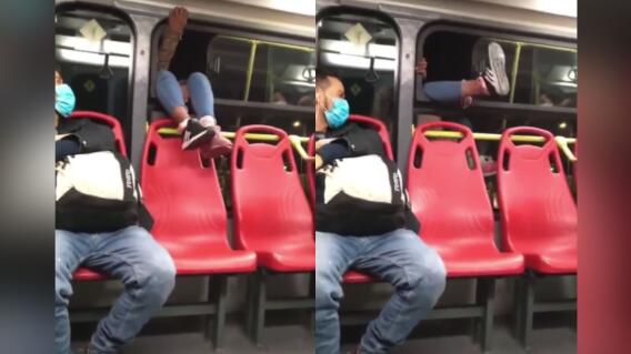 Mujer protagoniza inusual escena en TransMilenio Mujer protagoniza inusual escena en TransMilenio