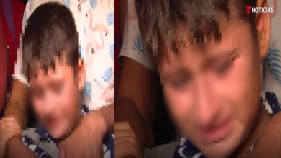 Niño llorando relató lo difícil que fue atravesar la frontera 
