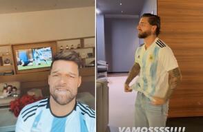 Ricky Martin y Maluma, celebrando el triunfo de Argentina