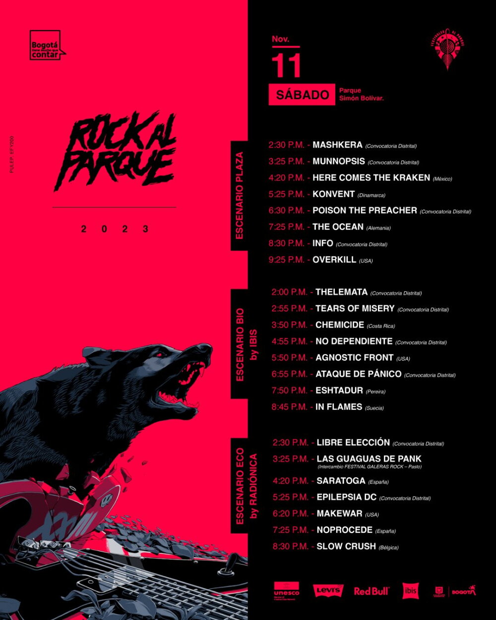 Rock al parque 2023: artistas y horarios por cada día del festival - Shock