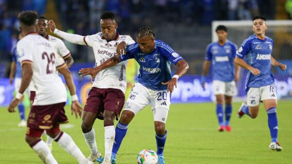 Millonarios y Tolima en acción de juego por la séptima fecha de la Liga BetPlay I-2025. Millonarios y Tolima en acción de juego por la séptima fecha de la Liga BetPlay I-2025.