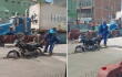 VIDEO | Motociclista quedó atrapado en cemento de obras de TransMilenio