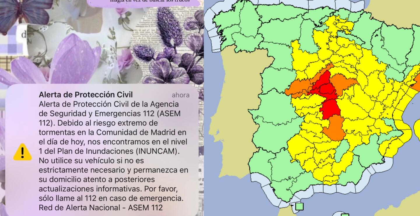 Fuertes lluvias en Madrid hoy: con pitidos en celulares alertan a los ciudadanos