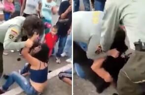 Pelea entre ciudadana y Policía
