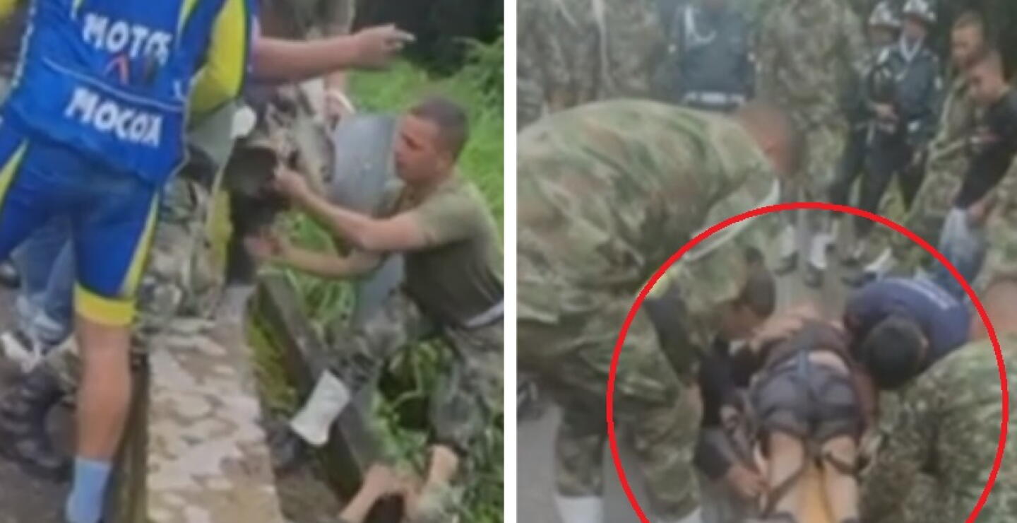 Soldados hacen una soga con sus uniformes y rescatan a ciclista que cayó a un abismo en Mocoa