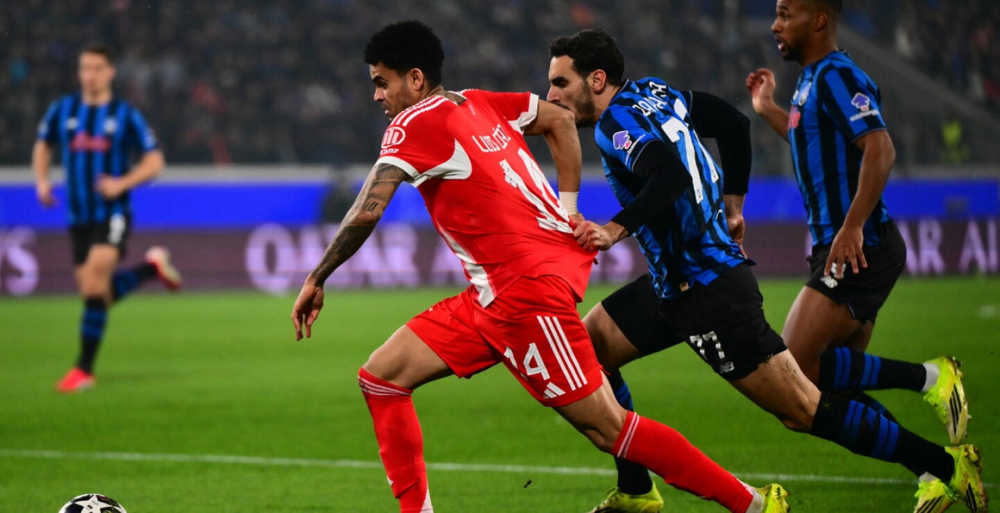Luis Díaz en Atalanta vs. Bayern Múnich por la ida de los octavos de final de la Champions League.