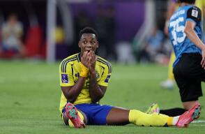 Jhon Durán se lamenta de una acción fallida con el Al Nassr.
