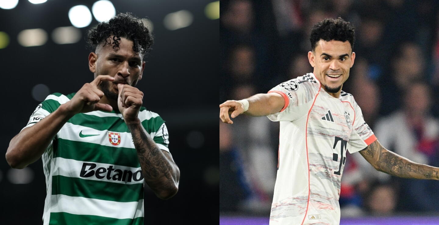 Luis Javier Suárez y Luis Díaz, delanteros colombianos que militan en Sporting Lisboa y Bayern Múnich. 