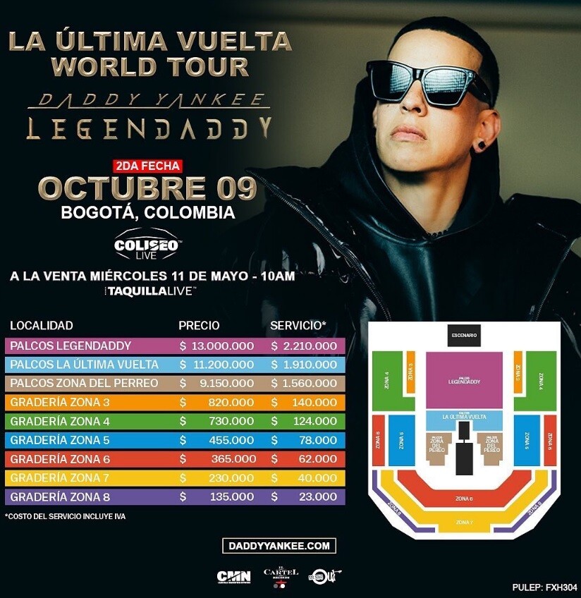 Daddy Yankee, segundo concierto en Bogotá