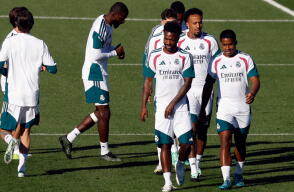 Jugadores del Real Madrid en entrenamiento