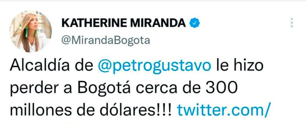 Trinos de Katherine Miranda contra Petro 