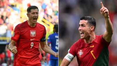 Cristiano Ronaldo vs. Robert Lewandowski en Portugal vs. Polonia.