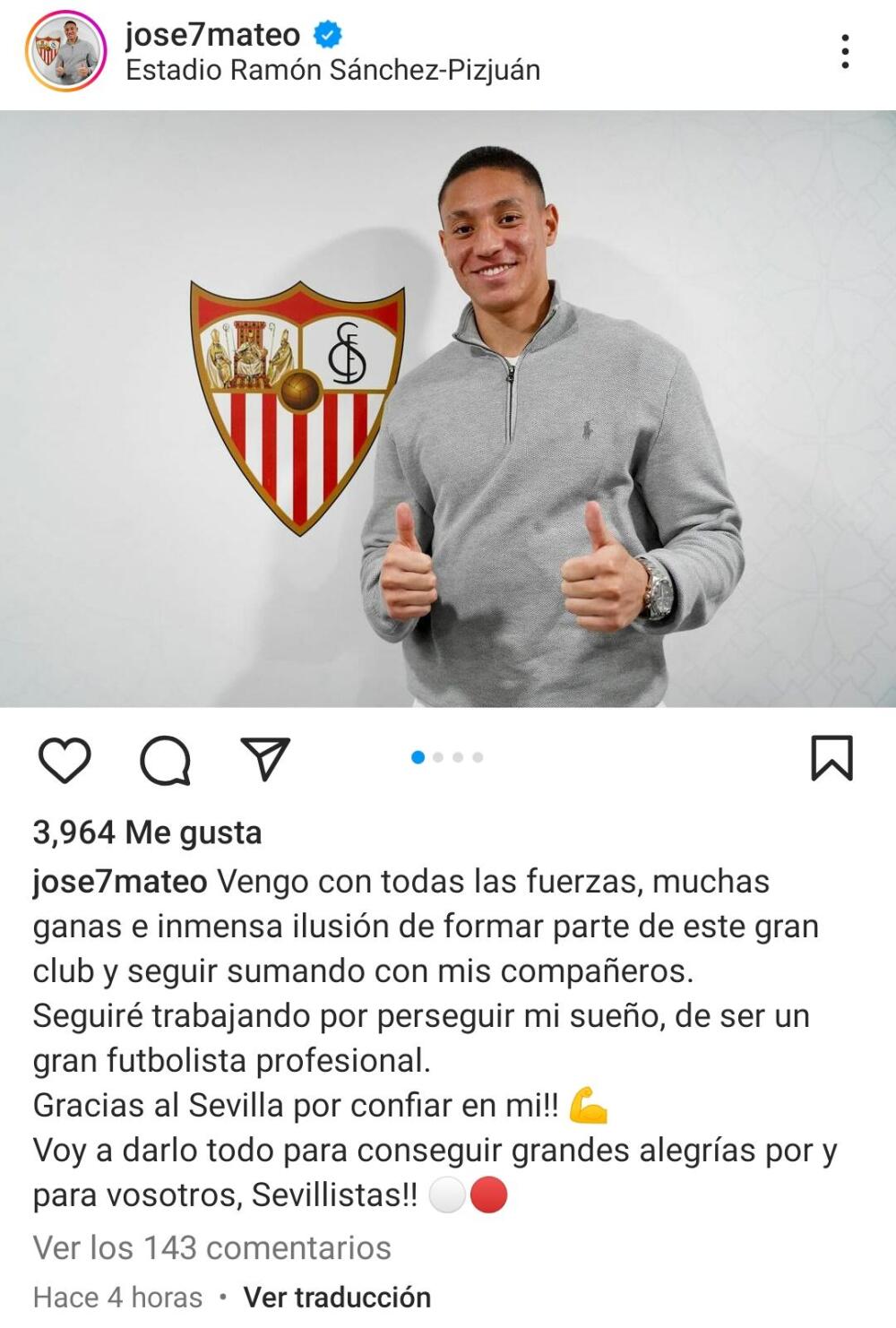 Primeras imágenes de Mateo Mejía con el Sevilla Primeras imágenes de Mateo Mejía con el Sevilla