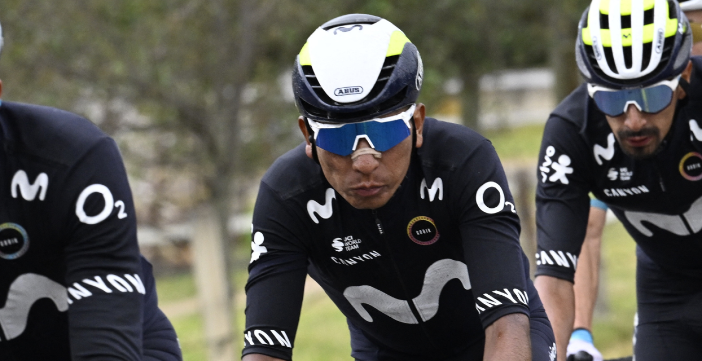 Nairo Quintana, ciclista colombiano del Movistar Team, en acción de carrera del Giro de Italia