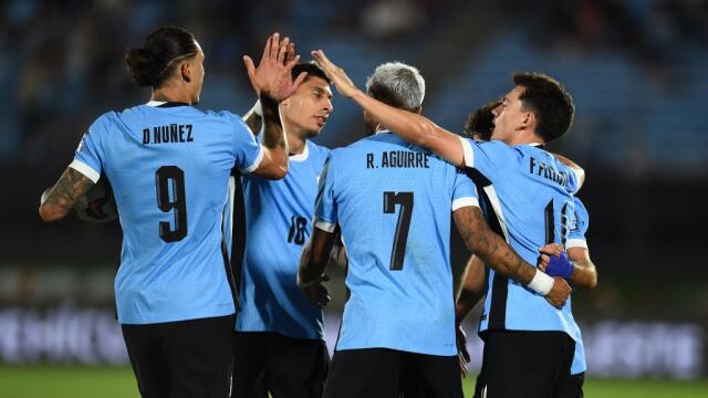 Rodrigo Aguirre celebra su gol con Uruguay frente a la Selección Colombia, en Eliminatorias Sudamericanas Rodrigo Aguirre celebra su gol con Uruguay frente a la Selección Colombia, en Eliminatorias Sudamericanas