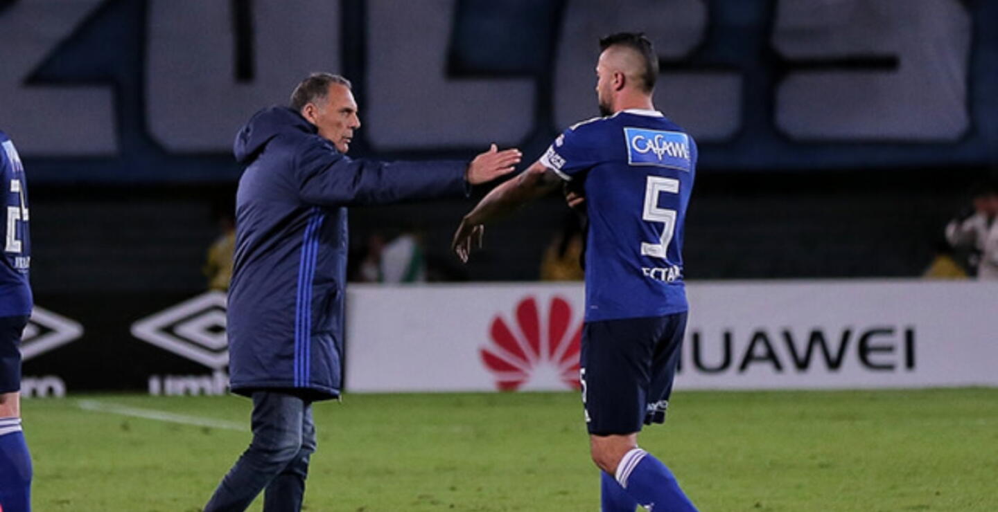 Andrés Cadavid junto a Miguel Ángel Russo en su época en Millonarios. 