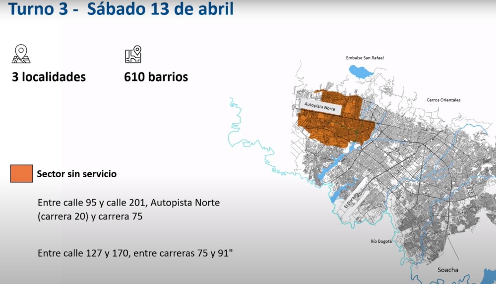 Turno 3 zonas de racionamiento de agua en Bogotá Turno 3 zonas de racionamiento de agua en Bogotá