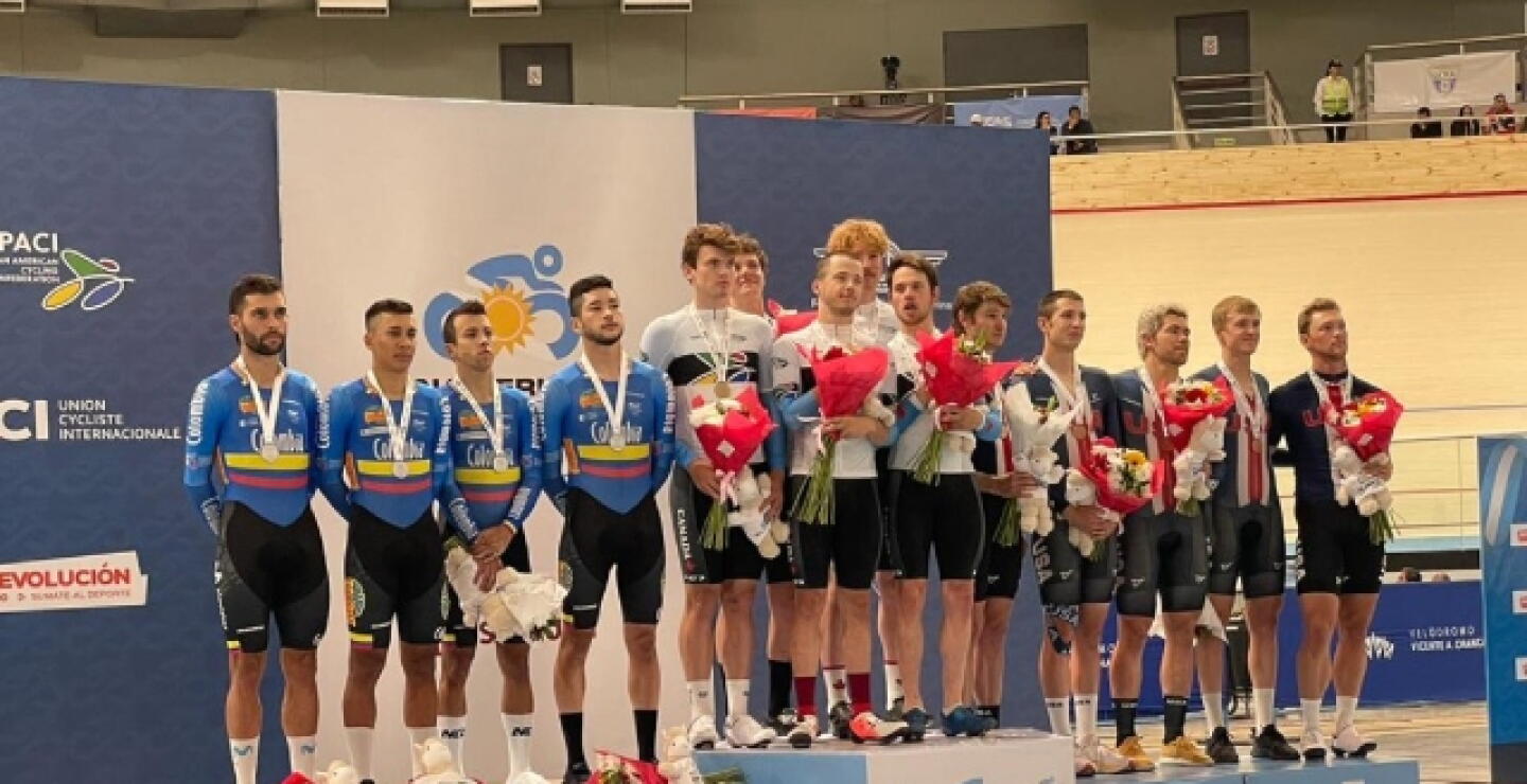 Podio de competencia en el Campeonato Panamericano de Pista 2023