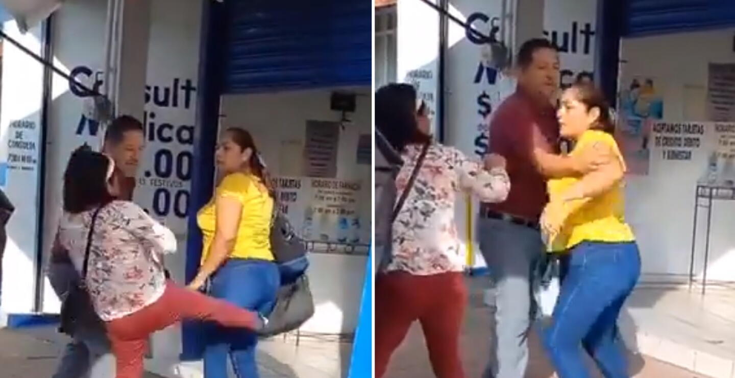 Las mujeres se fueron a los puños cerca a varios establecimientos comerciales