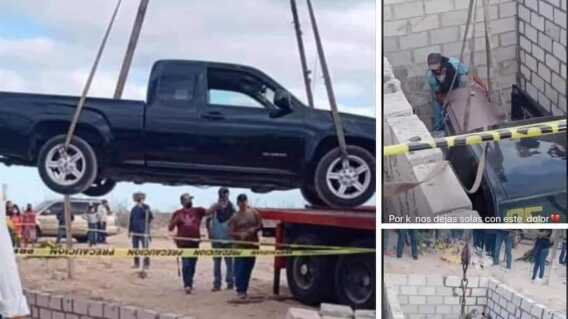 Lo sepultan con su camioneta Lo sepultan con su camioneta