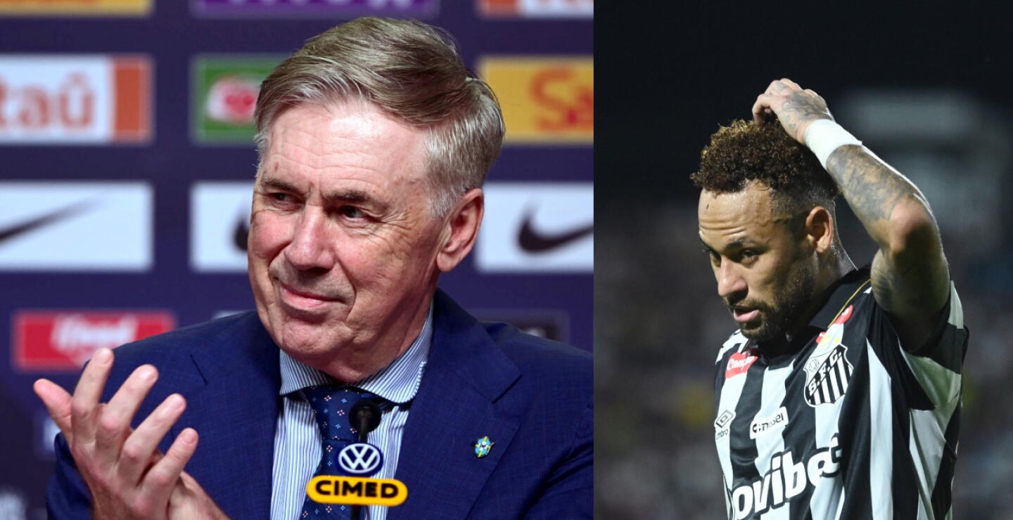 Carlo Ancelotti, DT de la Selección Brasil, y Neymar, actualmente en el Santos. 