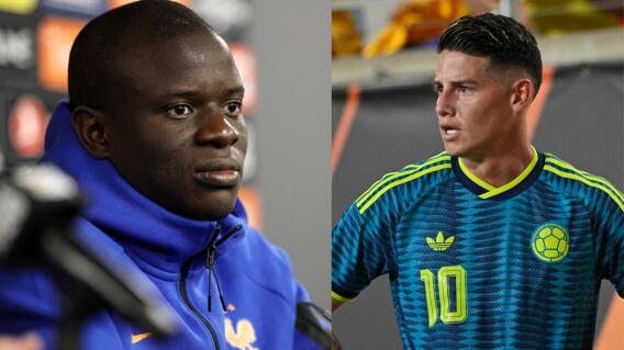 N'Golo Kanté y James Rodríguez, figuras de la Selección Francia y Colombia.