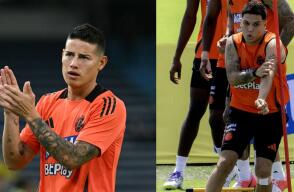 James Rodríguez y Juan Fernando Quintero, volantes de la Selección Colombia. 