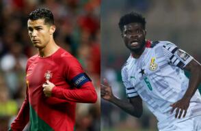 Cristiano Ronaldo y Thomas Partey, en la previa del Mundial Qatar 2022. 