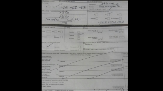 261736_Este fue el certificado que les entrego Medicina Legal. Foto: cortesía familia