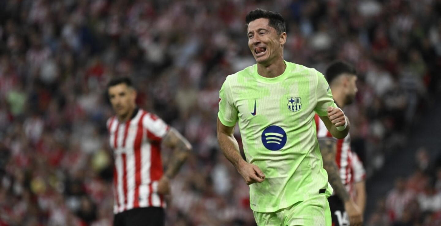 Robert Lewandowski lideró al Barcelona en San Mamés.