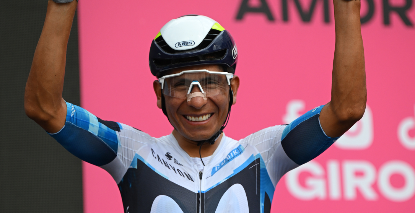 Nairo Quintana, ciclista colombiano del Movistar Team, en el Giro de Italia 2025