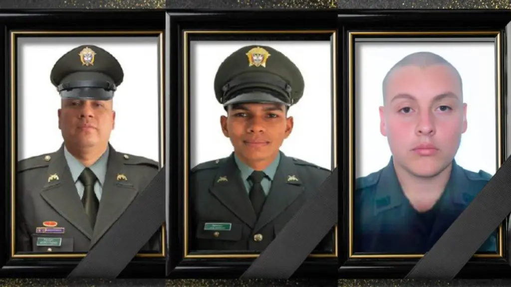 En la imagen los patrulleros Herney Ospino y José Pedraza, y el auxiliar Luis Pabón, asesinados por el mismo francotirador En la imagen los patrulleros Herney Ospino y José Pedraza, y el auxiliar Luis Pabón, asesinados por el mismo francotirador
