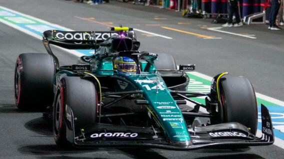 Auto de Fernando Alonso, piloto español de Aston Martin, de la Fórmula 1 Auto de Fernando Alonso, piloto español de Aston Martin, de la Fórmula 1