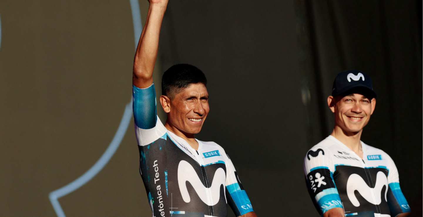 Nairo Quintana, ciclista colombiano del Movistar Team, en el Giro de Italia 2025