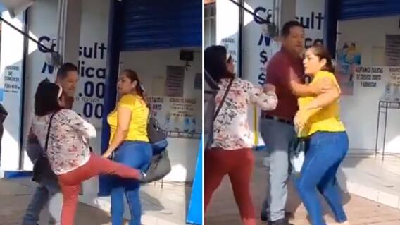 Las mujeres se fueron a los puños cerca a varios establecimientos comerciales