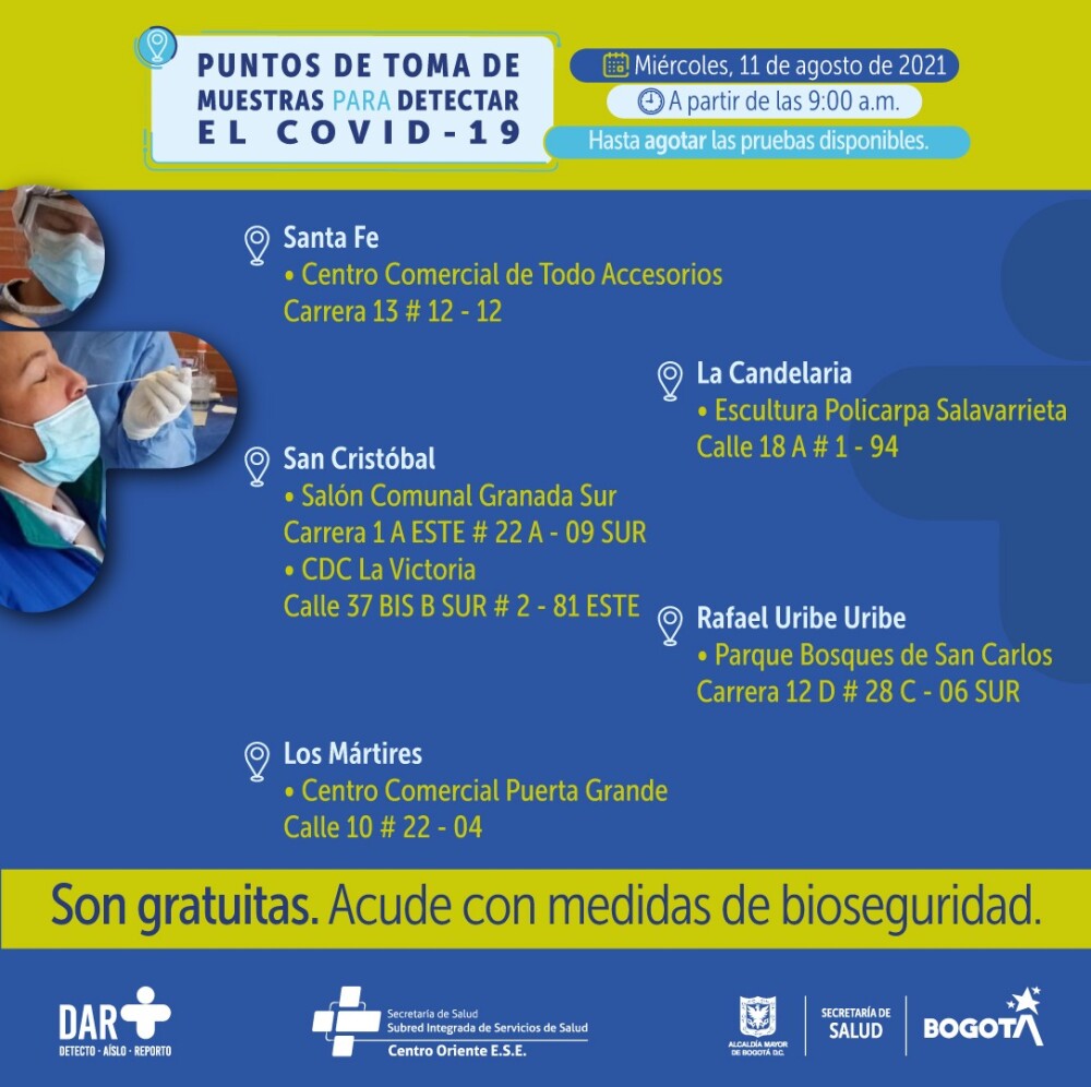 Dónde hay pruebas gratis de COVID 11082021