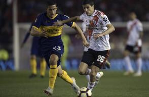 346473_River Plate - Boca Juniors, Iván Marcone (izq) y Ignacio Fernández (der) // Foto: AFP