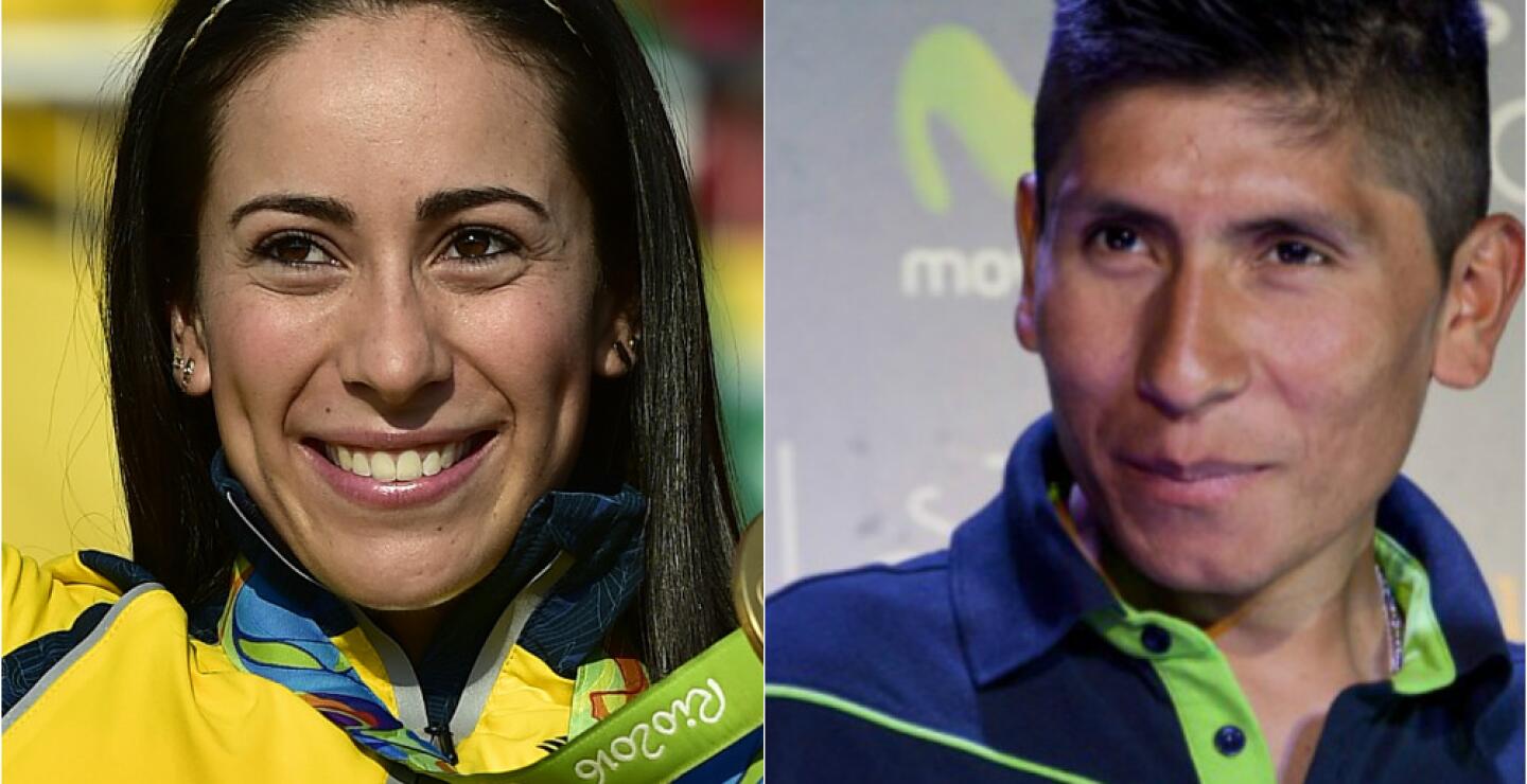 282812_Blu Radio. Mariana Pajón - Nairo Quintana. Fotos: AFP