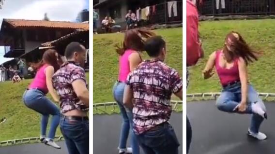 Video: insólito momento en que se parte la pierna saltando en un trampolín ¡Qué dolor!
