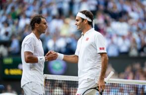 Rafael Nadal y Roger Federer en la semifinal de Wimbledon 2019 Rafael Nadal y Roger Federer en la semifinal de Wimbledon 2019