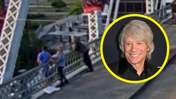 Heroico acto de Bon Jovi con mujer que iba a saltar de un puente Heroico acto de Bon Jovi con mujer que iba a saltar de un puente