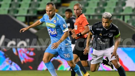 Deportivo Cali frente a Jaguares de Córdoba, en acción en duelo de la primera jornada de la Liga II-2022. Deportivo Cali frente a Jaguares de Córdoba, en acción en duelo de la primera jornada de la Liga II-2022.