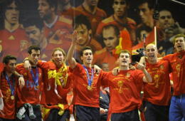 Campeones del mundo con España en el 2010.