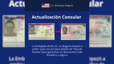 Embajada de Estados Unidos en Bogotá anuncia nuevo diseño de visa americana Embajada de Estados Unidos en Bogotá anuncia nuevo diseño de visa americana