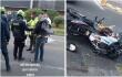 A supuesto ladrón le quemaron la moto tras robo en Bogotá y se puso a llorar
