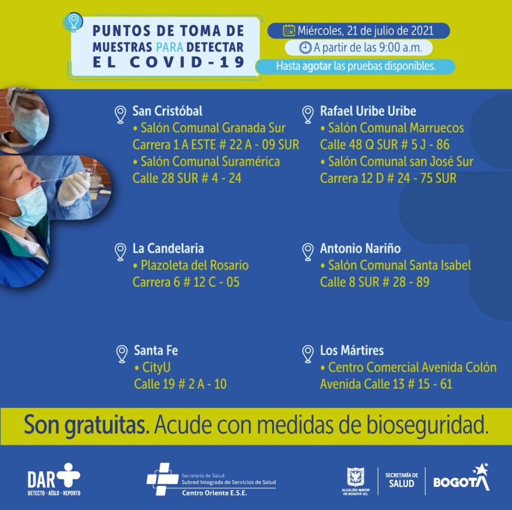 Dónde hay pruebas gratis de COVID 21072021