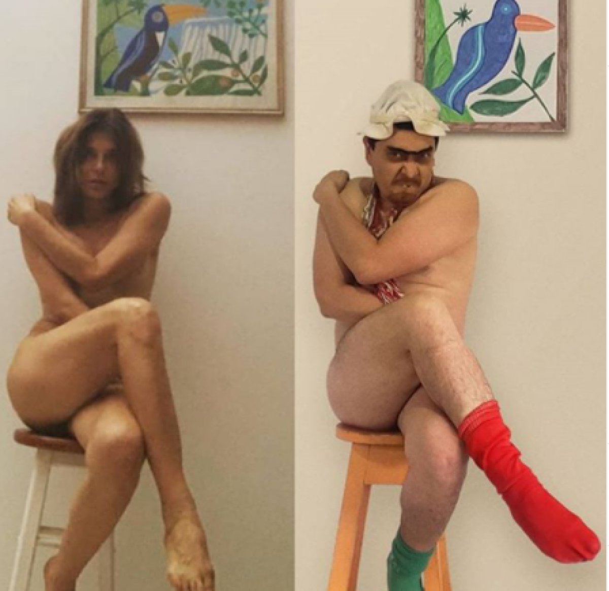 Suso imitando desnudo de Lorena Meritano.