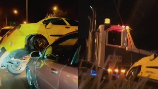 Aparatoso choque múltiple en la autopista Sur de Medellín Aparatoso choque múltiple en la autopista Sur de Medellín