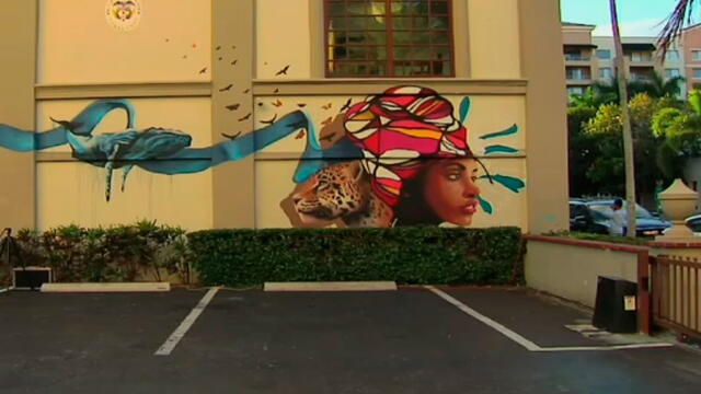 ¡A pintar! Fachada del Consulado de Colombia en Miami se convirtió en un lienzo