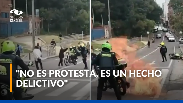 Alcalde Galán a encapuchados: “Intentar quemar policías no es protesta, es un hecho delictivo” Alcalde Galán a encapuchados: “Intentar quemar policías no es protesta, es un hecho delictivo”